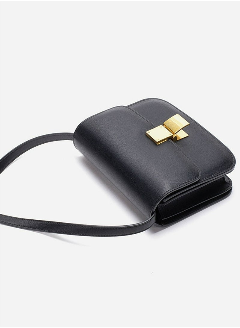 Ladies' Stylish Small Box Handbag Single Shoulder Crossbody Bag Black