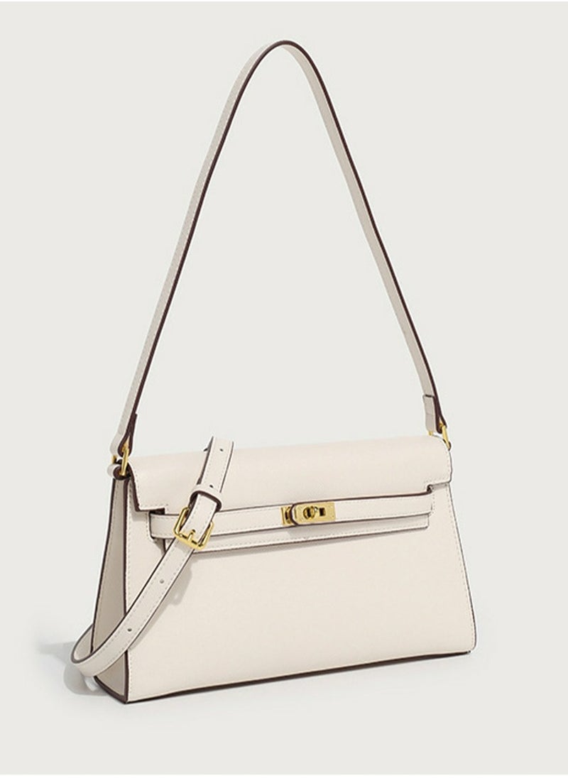 Ladies' Stylish Square Handbag Single Shoulder Crossbody Bag Cream White