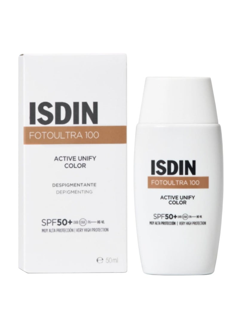 ISDIN Fotoultra 100 Active Unify Color Spf 50 50ml Facial Sun Cream Lightens and unifies skin tone