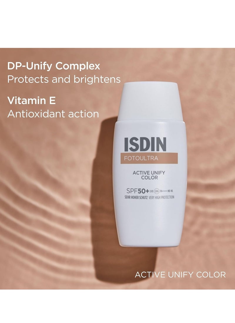 ISDIN Fotoultra 100 Active Unify Color Spf 50 50ml Facial Sun Cream Lightens and unifies skin tone