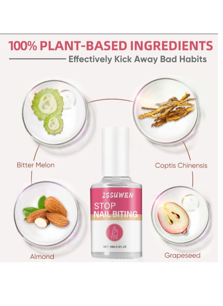 Nail Bitter Water -100% Natural and Kids Safe Bitter Taste, Nail Biting No Bite Nail Polish for Stop Thumb Sucking, ​Day Night Care 10ml