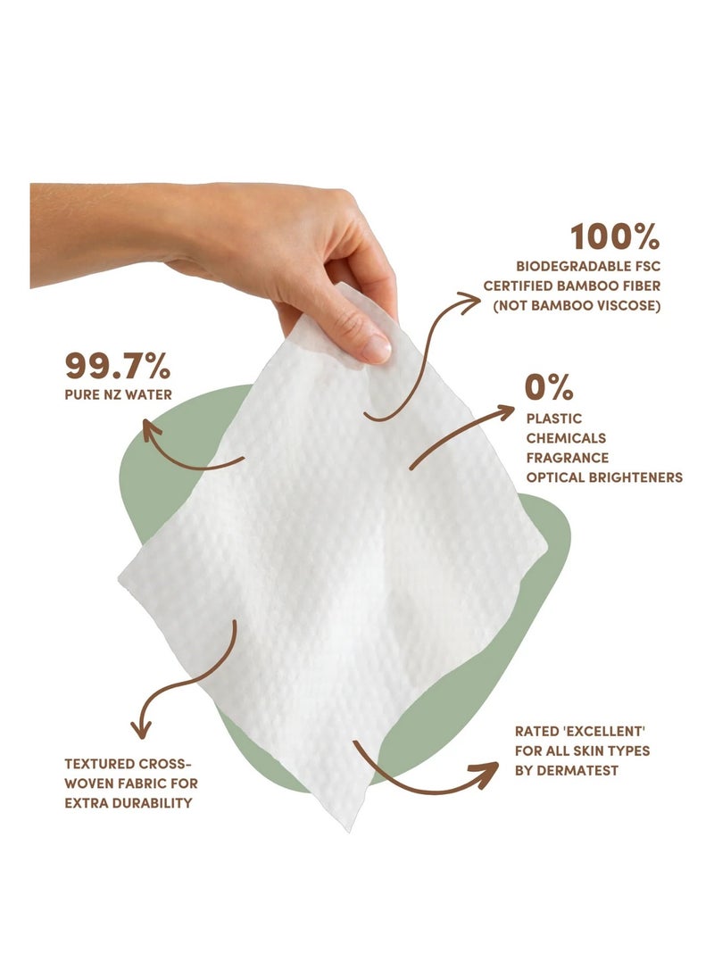 Premium Baby Water Wipes First 100 Percent Biodegradable Wipes - Soft Cleansing With Chamomile Oil And Vitamin E - Travel Pack 24 Wipes (Pack of 10)