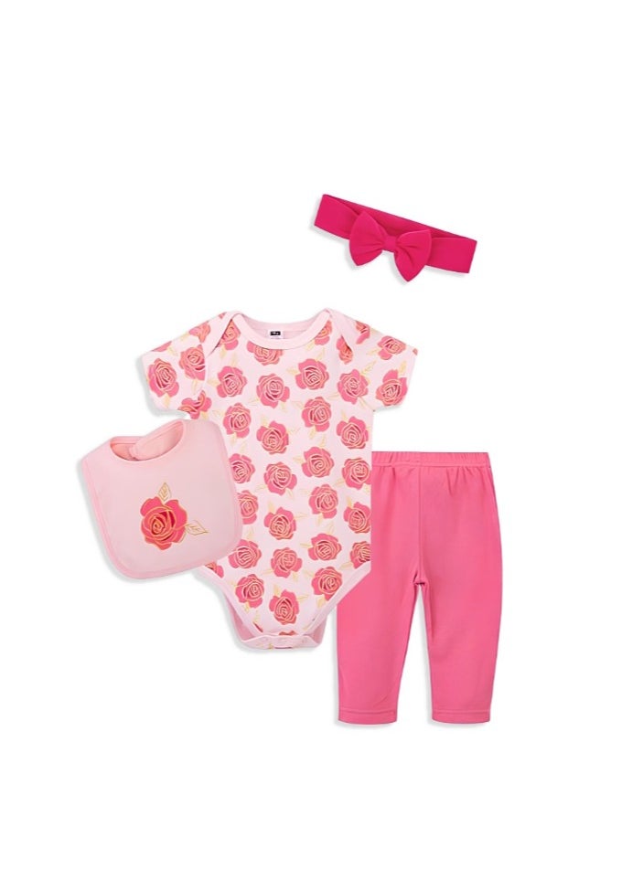 Newborn Baby 8 pcs cute giftset with Body suits and Pants for Baby girls 9 in 1