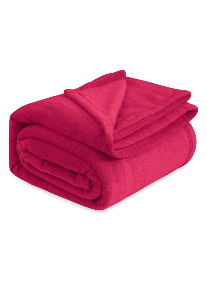 BSB HOME® 300 GSM Premium Plush Double Blanket for Bed, Sofa, Couch, Travel and Camping AC Blanket | 220x230 cm | Red | SOLID FLANNEL