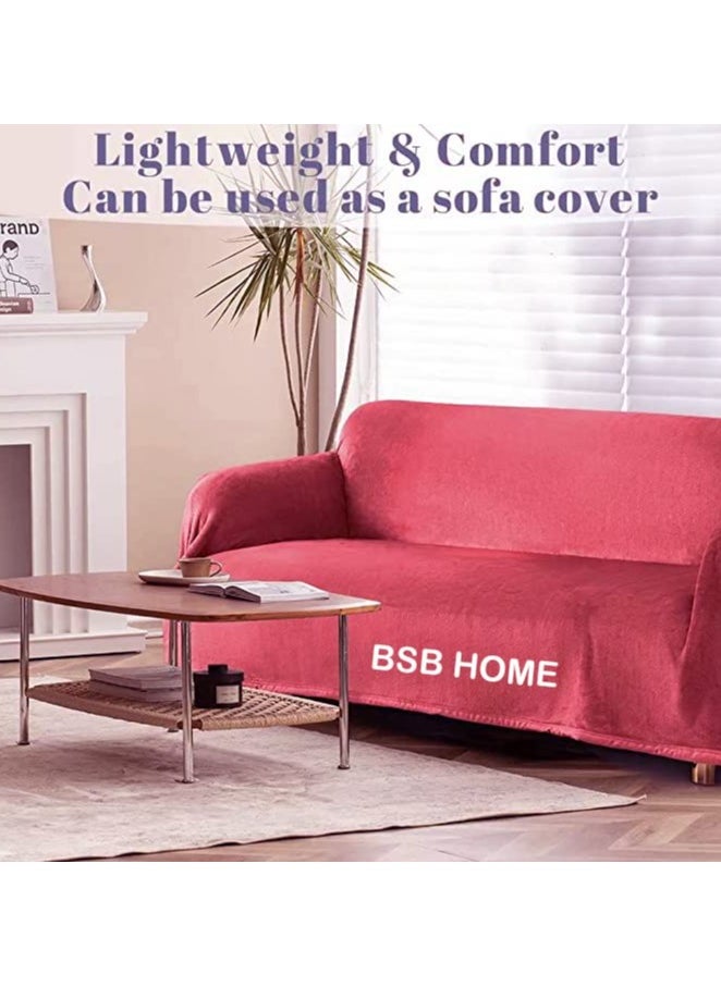 BSB HOME® 300 GSM Premium Plush Double Blanket for Bed, Sofa, Couch, Travel and Camping AC Blanket | 220x230 cm | Red | SOLID MINK
