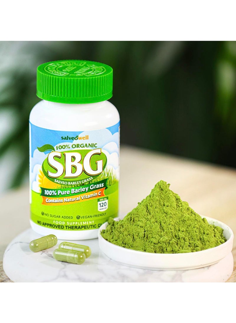 Salveo Barley Capsules 120 capsules 500mg SBG SALVEO BARLEY GRASS 100% Pure Barley Grass Leaf Powder