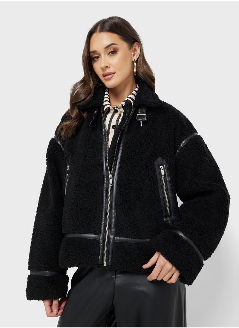 Fur Zip Through Jacket