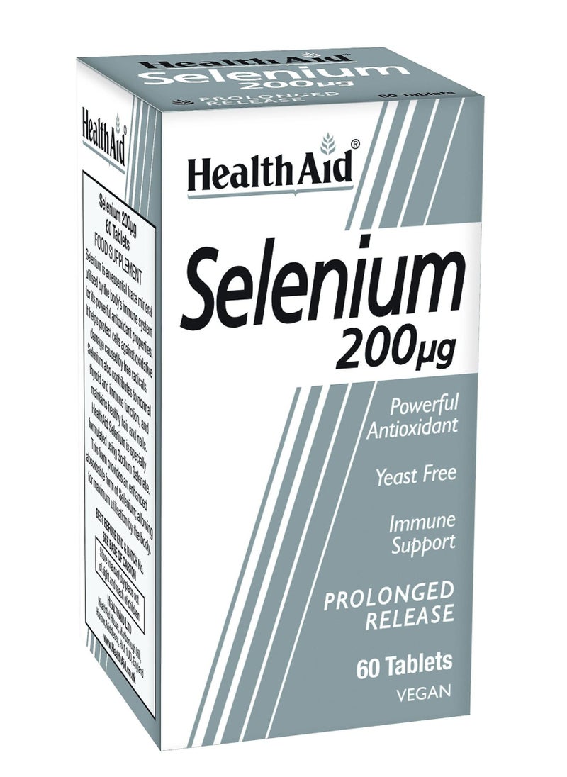 Health Aid Selenium 200mg - Prolonged Release, 60 Tablets