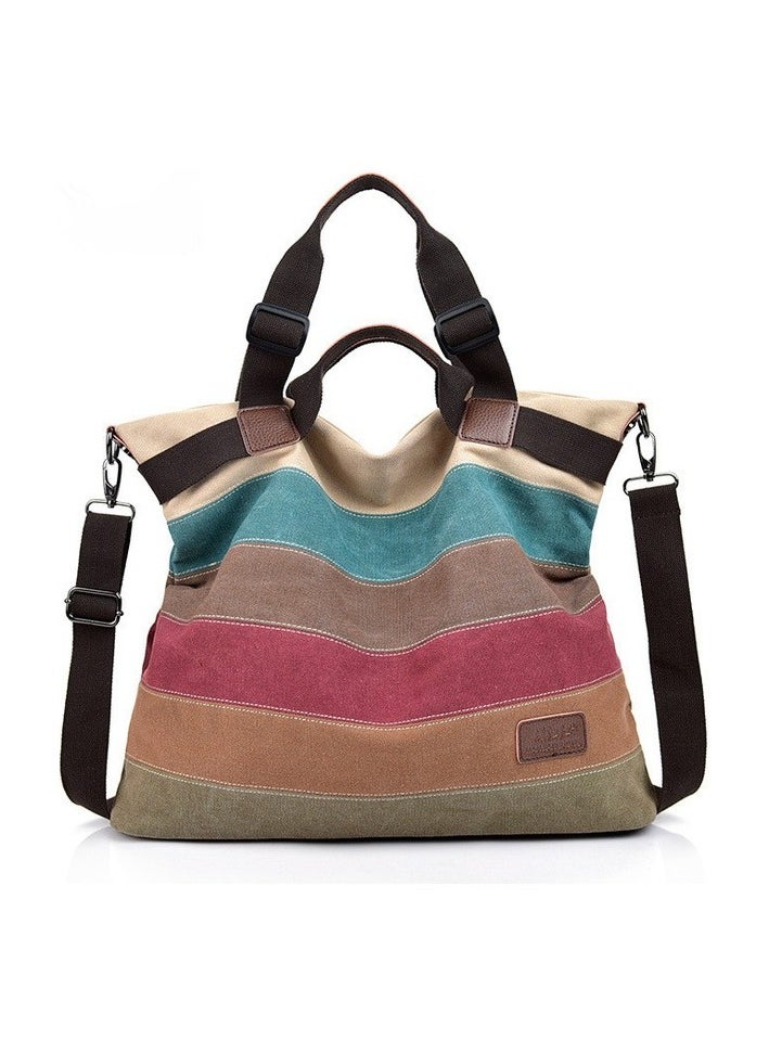 Fashion Smart Kanvas Bag Multi -Colorful Striped Plaid Cross Hanger Bag Coffee Sizes:30 - 13 - 34 cm Colour:Brown