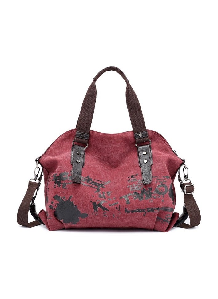 Women's Bag Daily Vintage Sokak Canvas Shoulder Bag Sizes:49 - 12 - 35 cm Colour:Red