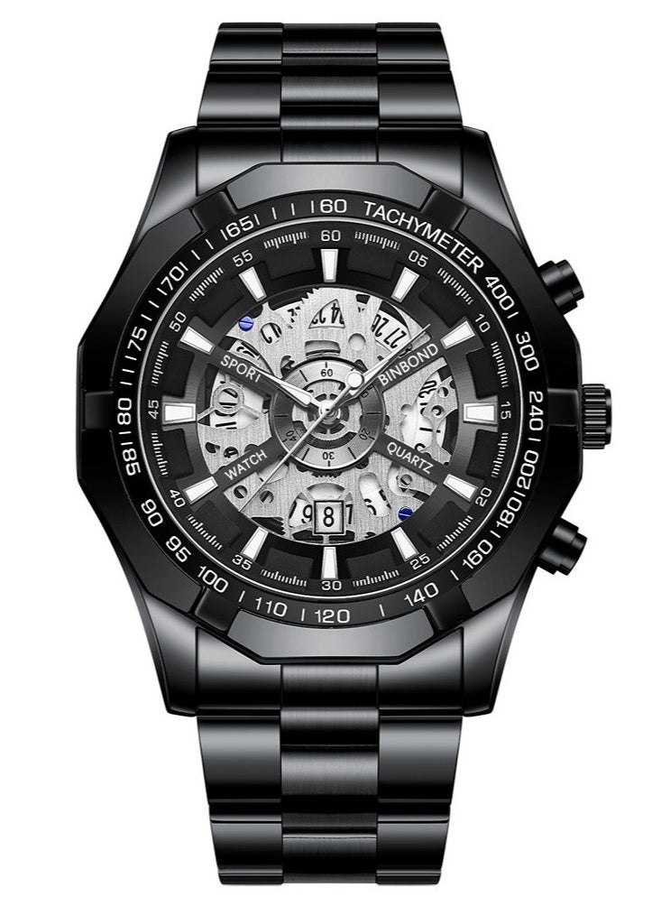 Men's 3D Skeleton Rotating Waterproof Quartz Watch