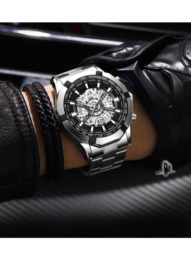 Men's 3D Skeleton Rotating Waterproof Quartz Watch