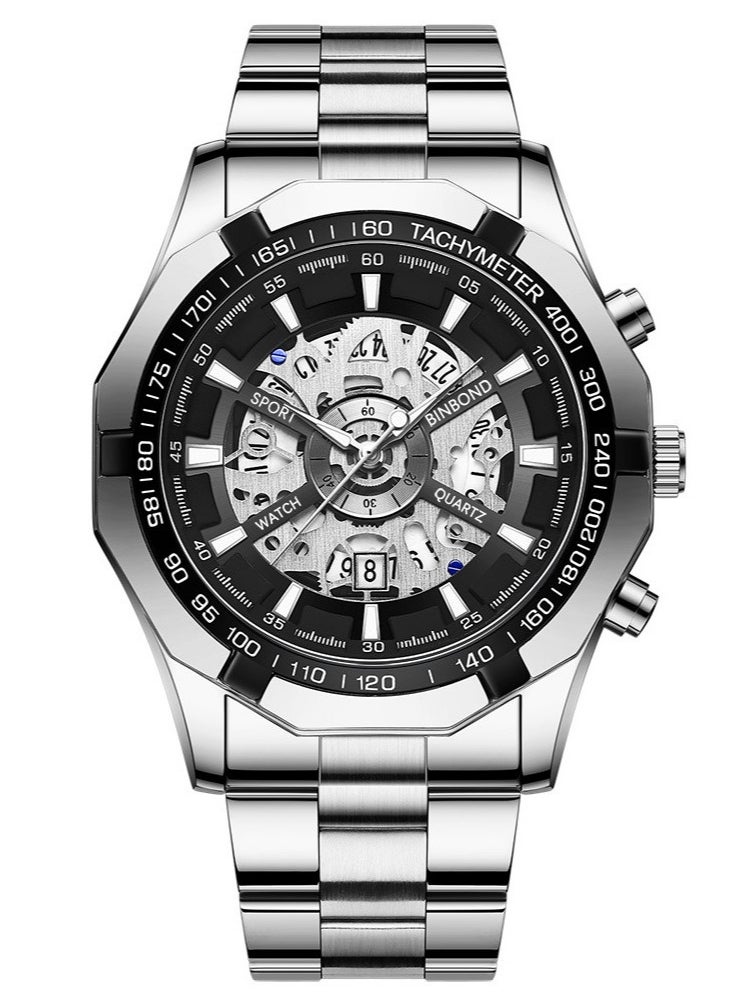 Men's 3D Skeleton Rotating Waterproof Quartz Watch