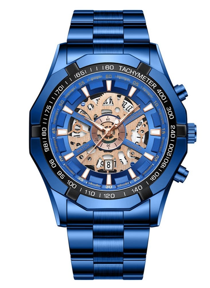 Men's 3D Skeleton Rotating Waterproof Quartz Watch