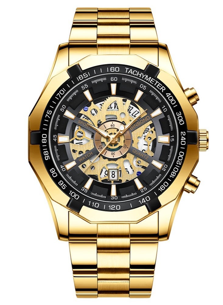 Men's 3D Skeleton Rotating Waterproof Quartz Watch