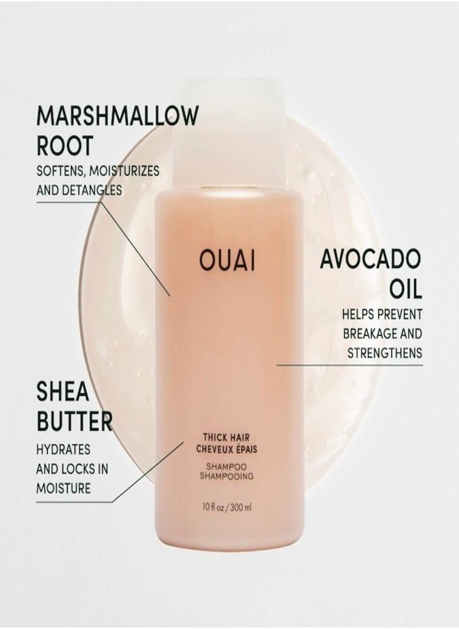 OUAI Thick Hair Shampoo - Moisturizing & Smoothing Cleanser for Thick Hair, 300ml