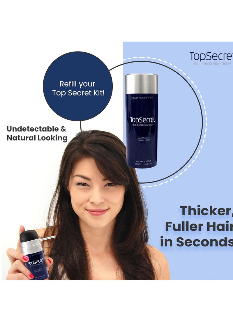 Top Secret Hair Thickening Building Fibers Refills - Undetectable & Natural Hair Filler - for Men & Women - Instantly Fill In Fine Thinning Hair - Weather & Sweat Resistant (Black, Regular)