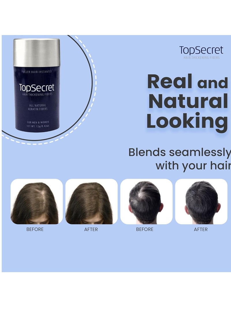 Top Secret Hair Thickening Building Fibers Refills - Undetectable & Natural Hair Filler - for Men & Women - Instantly Fill In Fine Thinning Hair - Weather & Sweat Resistant (Black, Regular)
