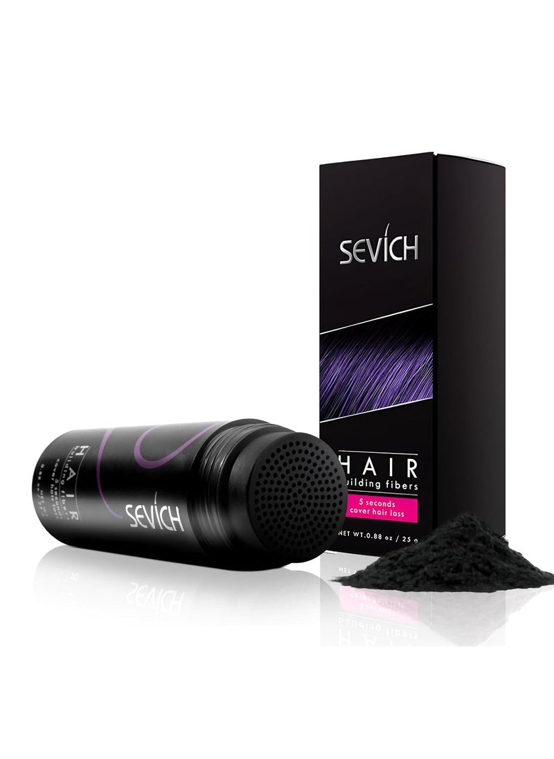 SEVICH Hair Fibers for Thinning Hair, Hair Building Fibers Instantly Thicker & Fuller Look,Hair Powder for Men & Women 25g Black