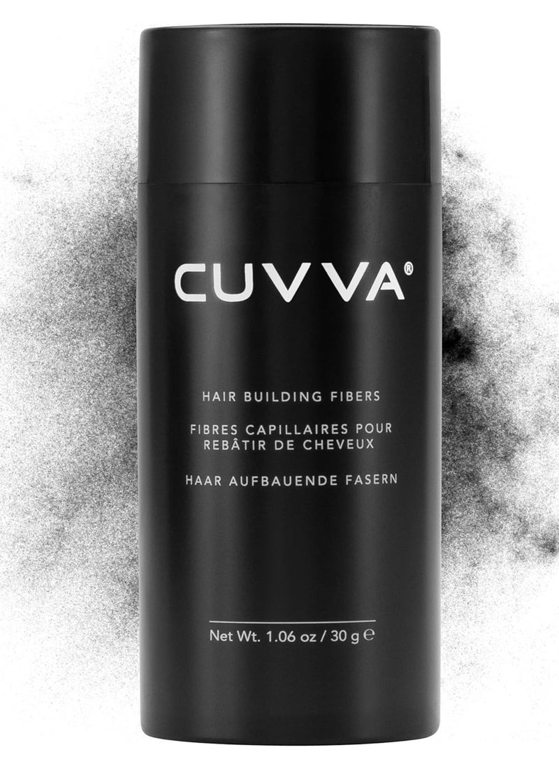 Hair Building Fibers by CUVVA for Fine & Thinning Hair (BLACK) - Thicker Looking Hair in 15 Seconds - 13 Different Shades for Men & Women - 1.06oz