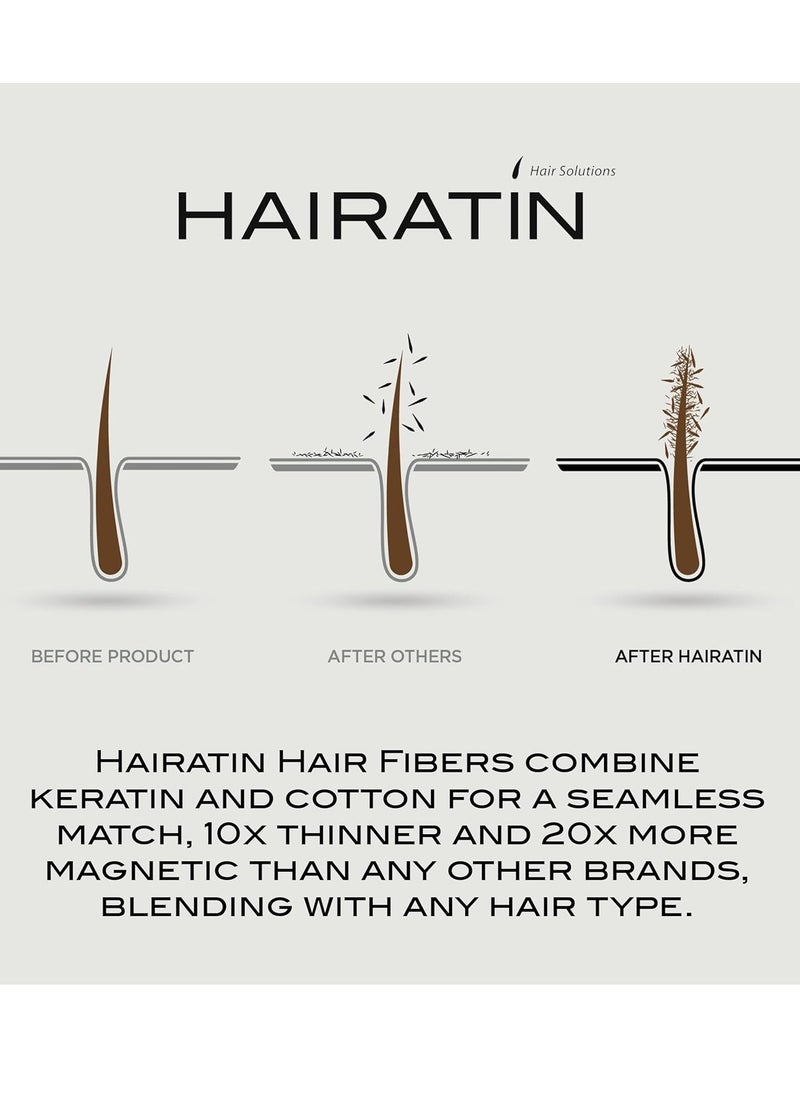 HAIRATIN Building Fibers for Thinning Hair, Black, 28G - Achieve Fuller, Natural Looking Results, Instantly Conceals Hair Loss in 10 Seconds, Thickener & Bald Spot Cover Up for Men & Women