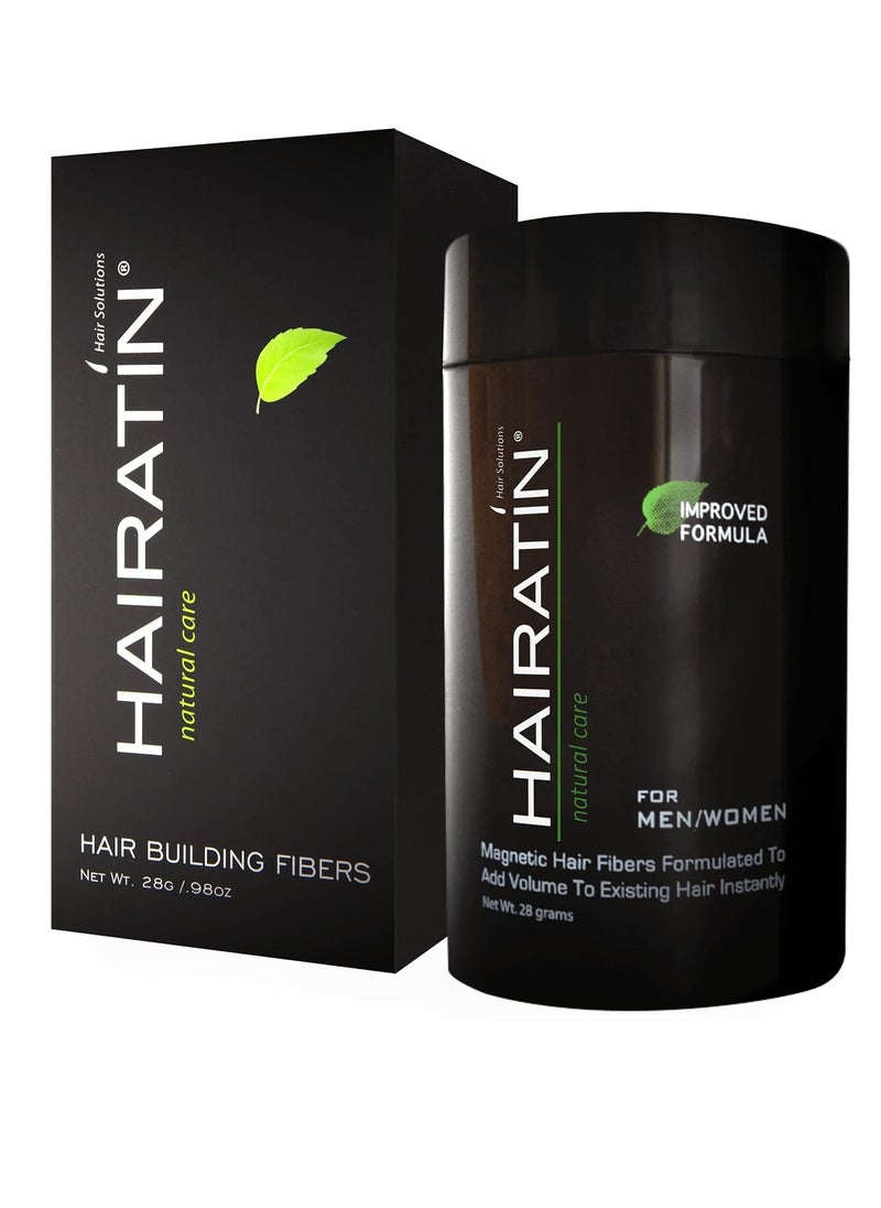 HAIRATIN Building Fibers for Thinning Hair, Black, 28G - Achieve Fuller, Natural Looking Results, Instantly Conceals Hair Loss in 10 Seconds, Thickener & Bald Spot Cover Up for Men & Women