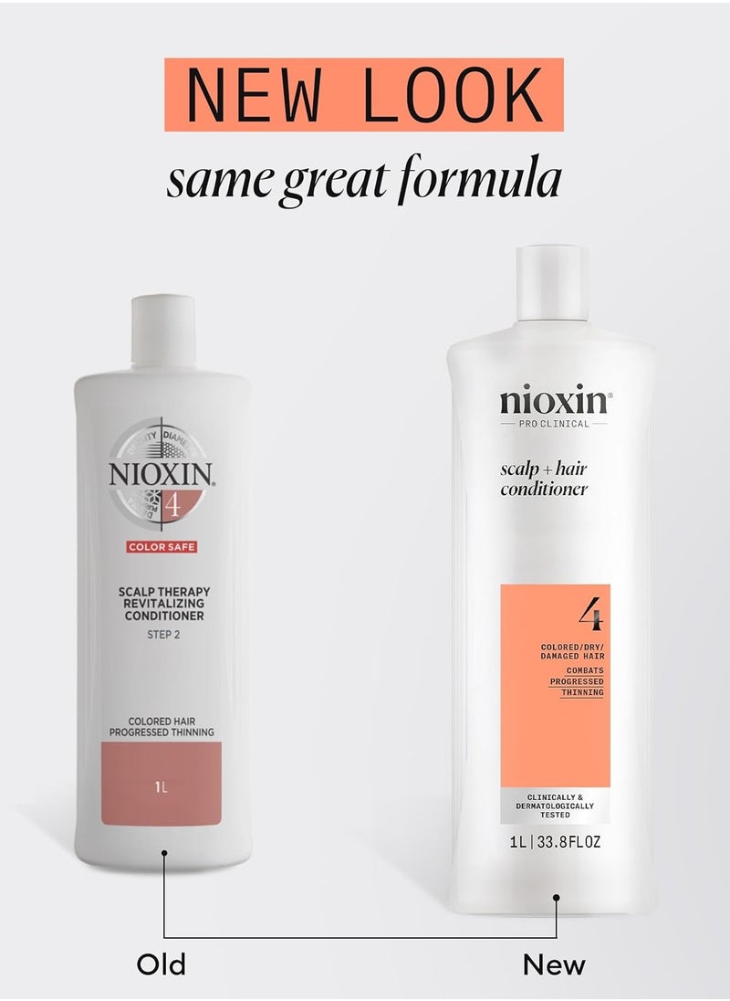 Nioxin System 4 Scalp + Hair Conditioner - Hair Thickening Conditioner for Damaged Hair with Progressed Thinning