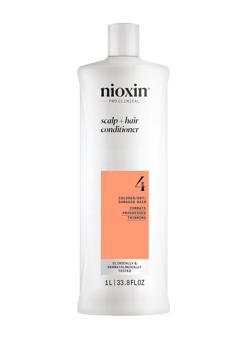 Nioxin System 4 Scalp + Hair Conditioner - Hair Thickening Conditioner for Damaged Hair with Progressed Thinning