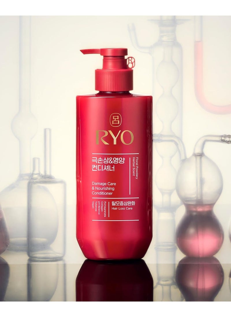 Ryo Hair Damage Care & Nourishing Conditioner with Korean Ginseng & Caffeine - Repair and Moisturizing, Hair Loss Care, Strengthening hair roots, 16.2 Fl Oz.