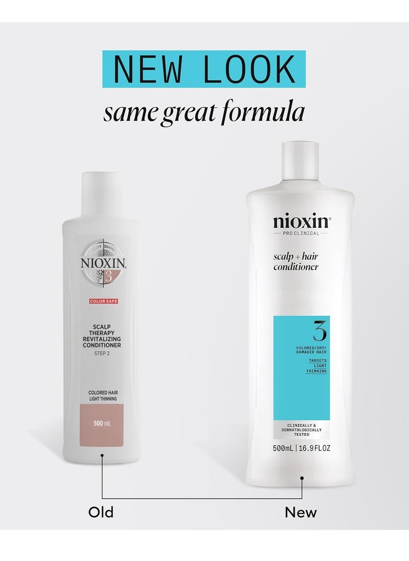 Nioxin System 3 Scalp + Hair Conditioner |For Colored or Damaged Hair with Light Thinning| With Niacinamide and Biotin