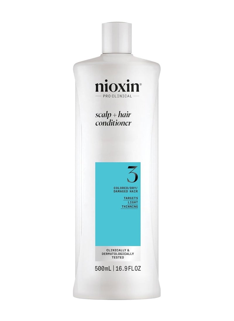 Nioxin System 3 Scalp + Hair Conditioner |For Colored or Damaged Hair with Light Thinning| With Niacinamide and Biotin