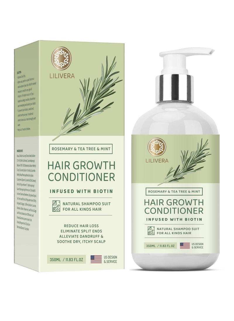 Rosemary Hair Growth Conditioner: Biotin Fortified for Thinning, Damaged, Dry Hair - Root Moisturizing and Strengthening, 11.8 fl.oz