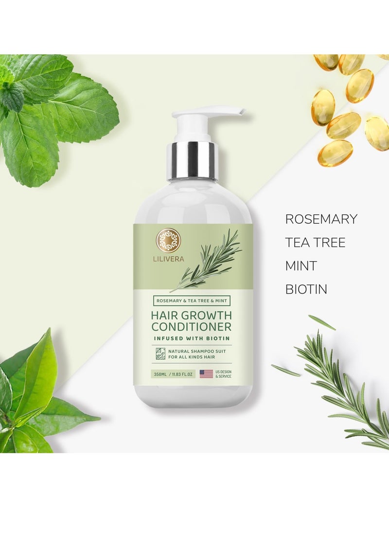 Rosemary Hair Growth Conditioner: Biotin Fortified for Thinning, Damaged, Dry Hair - Root Moisturizing and Strengthening, 11.8 fl.oz