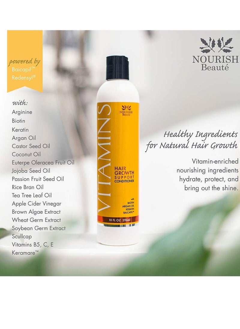 Nourish Beaute Vitamins Conditioner for Hair Loss that Promotes Hair Regrowth, Volume and Thickening with Biotin, DHT Blockers, Antioxidants, Oils and Extracts For Men and Women, Conditioner, 1 Pack