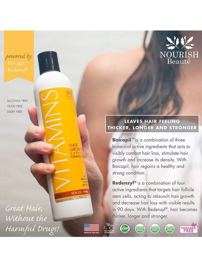 Nourish Beaute Vitamins Conditioner for Hair Loss that Promotes Hair Regrowth, Volume and Thickening with Biotin, DHT Blockers, Antioxidants, Oils and Extracts For Men and Women, Conditioner, 1 Pack