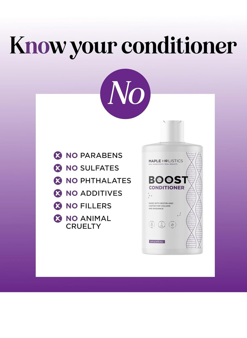 Boost Biotin Conditioner for Hair Growth - Sulfate Free Biotin and Collagen Conditioner for Women and Men with Moisturizing and Volumizing Castor and Rosemary Oil for Fine Weak & Dull Hair (16 Fl Oz)