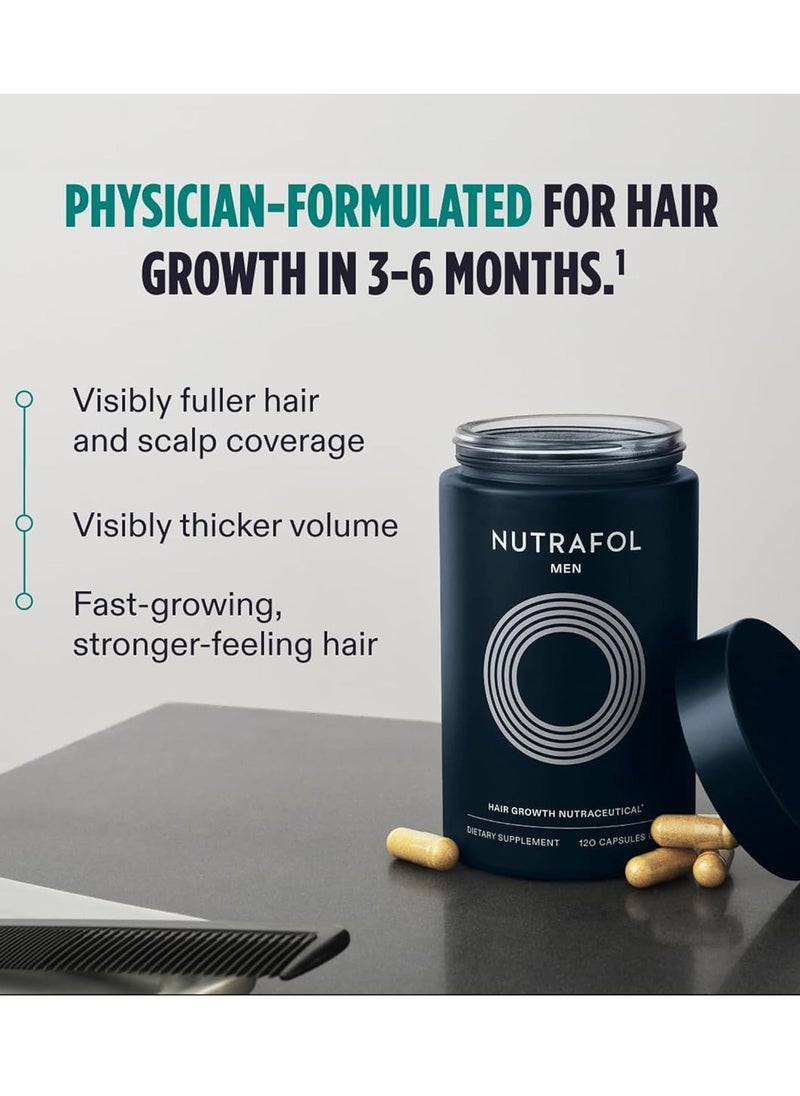 Nutrafol Men's Hair Growth Supplements, Clinically Tested for Visibly Thicker Hair and Scalp Coverage, Dermatologist Recommended - 1 Month Supply, 1 Refill Pouch