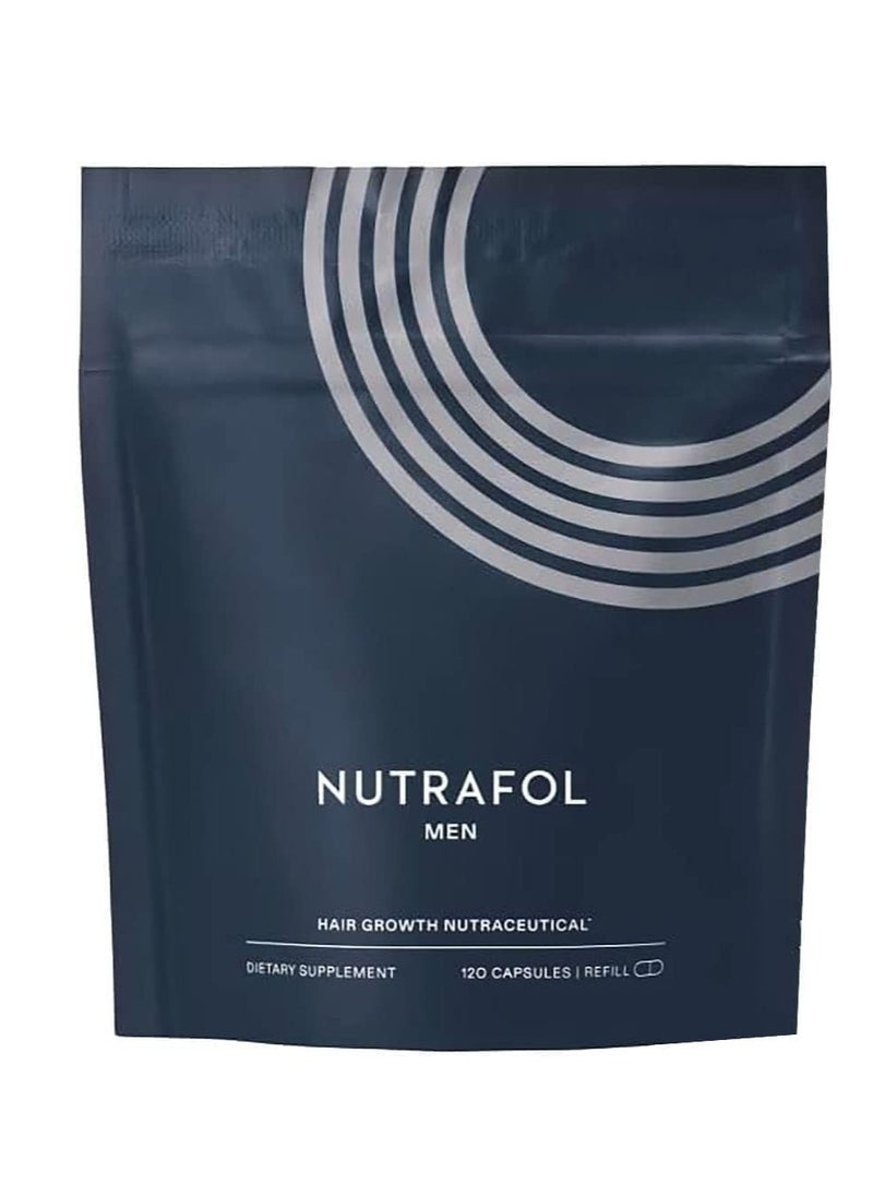 Nutrafol Men's Hair Growth Supplements, Clinically Tested for Visibly Thicker Hair and Scalp Coverage, Dermatologist Recommended - 1 Month Supply, 1 Refill Pouch