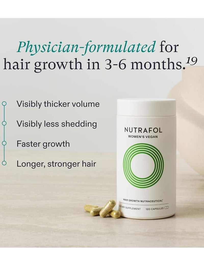 Nutrafol Women's Vegan Hair Growth Supplements, Plant-based, For Women 18-44 Years Old, Clinically Tested for Visibly Thicker, Stronger Hair, Dermatologist Recommended - 1 Month Supply