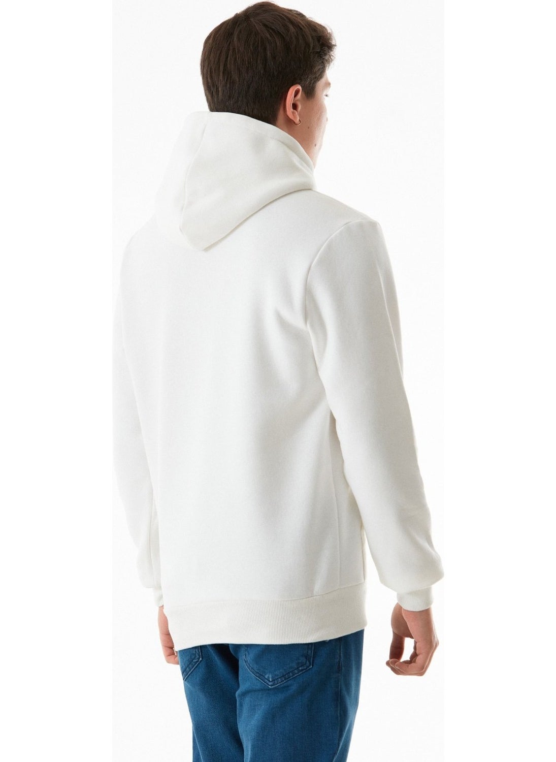 3 Yarn Basic Kangaroo Pocket Hooded Sweatshirt