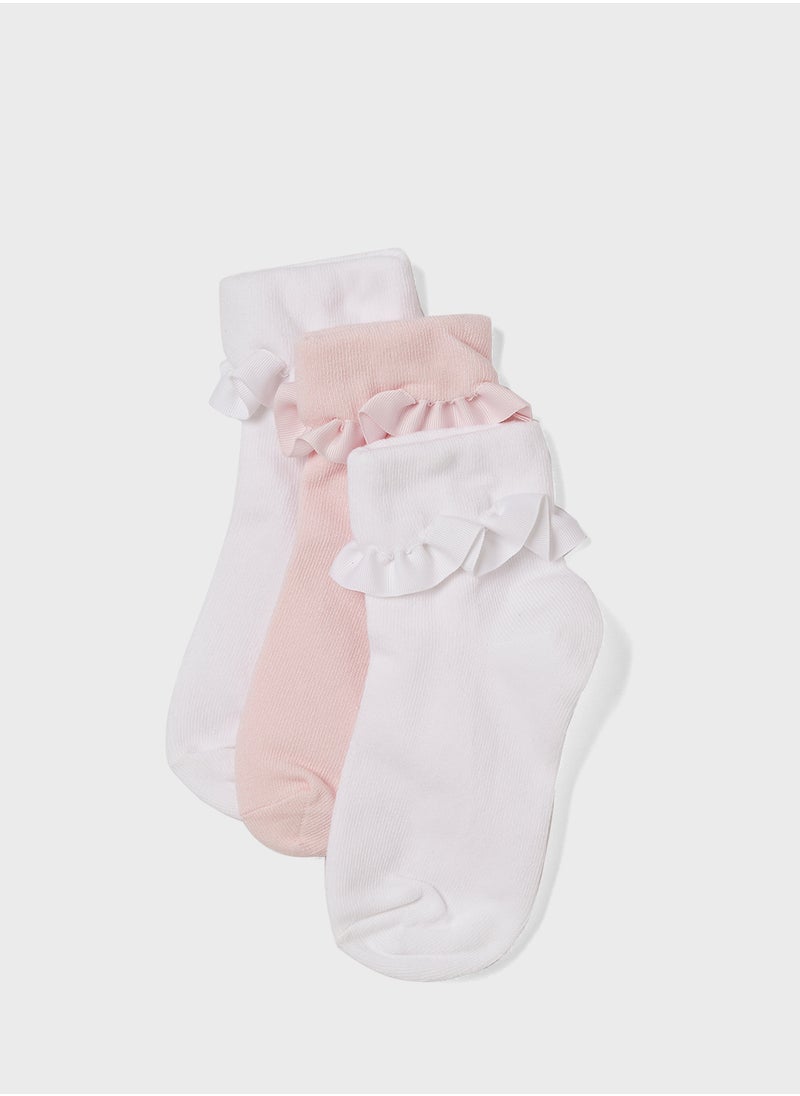 Little 3 Pack Tonal Foldover Socks