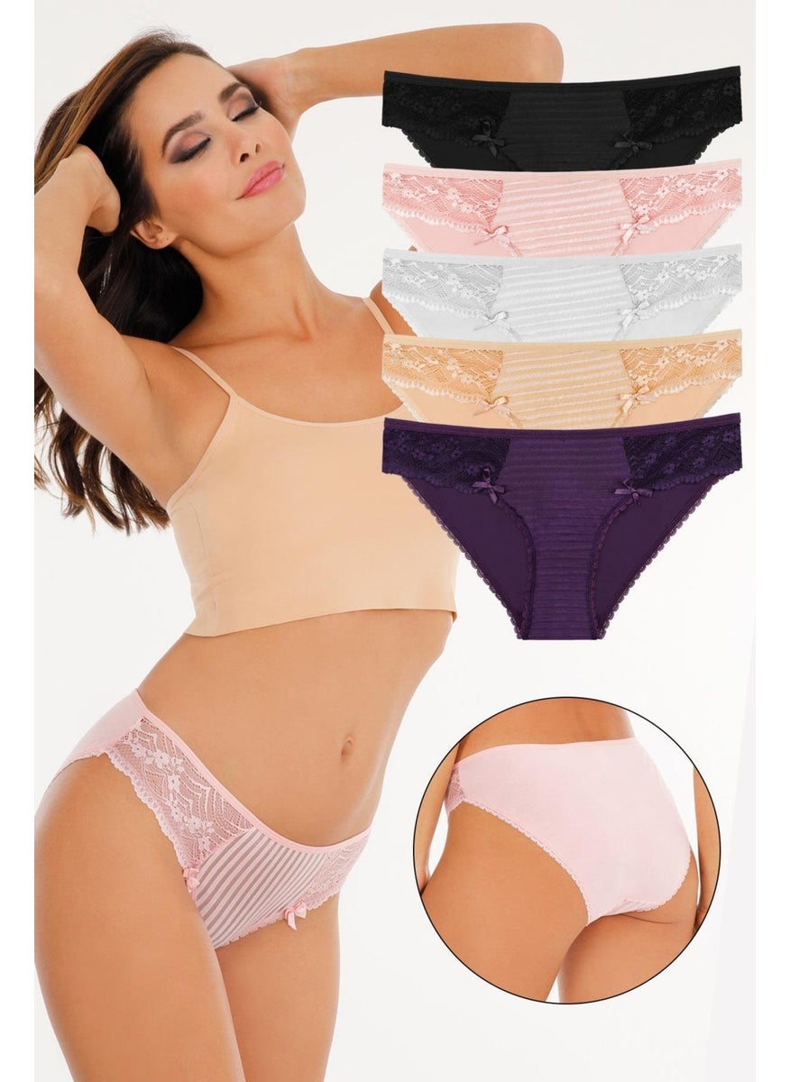 Women's Tulle and Lace Slip 5-Piece Panties Set - KTS2071