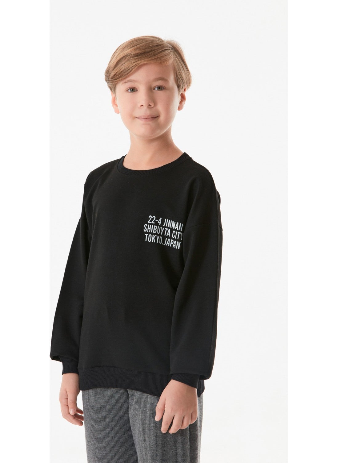 Front and Back Printed Crew Neck Men's Sweatshirt