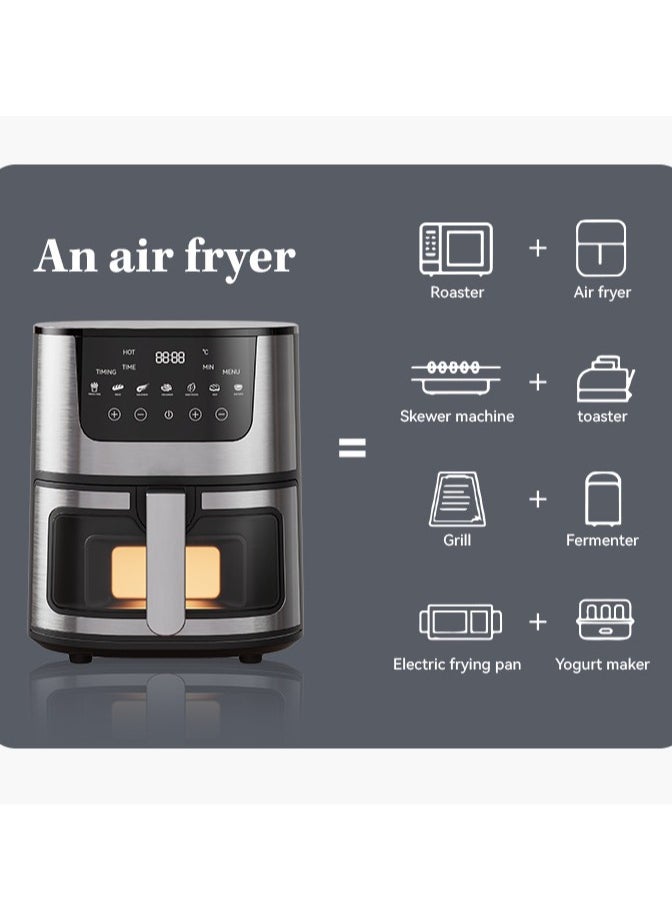 Air Fryer,7L Capacity,2400W，Digital Touch Screen, Rapid Hot Air Circulation For Frying, Grilling, Broiling, Roasting， Baking