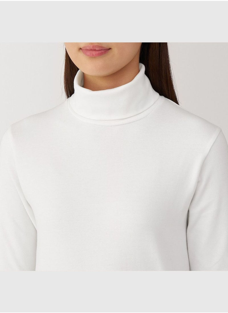 Brushed Ribbed Turtle Neck Long Sleeve T-Shirt