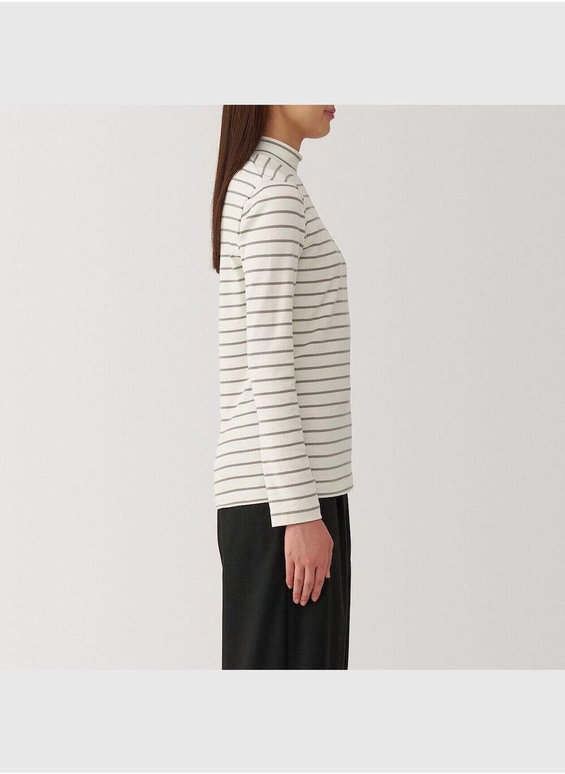 Brushed Ribbed High Neck Long Sleeve T-Shirt