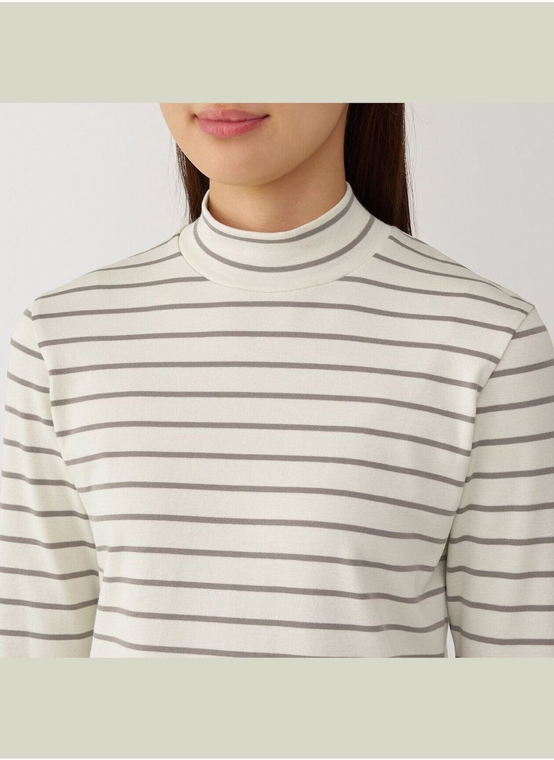 Brushed Ribbed High Neck Long Sleeve T-Shirt