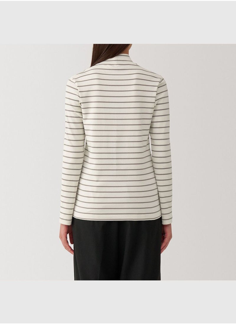 Brushed Ribbed High Neck Long Sleeve T-Shirt