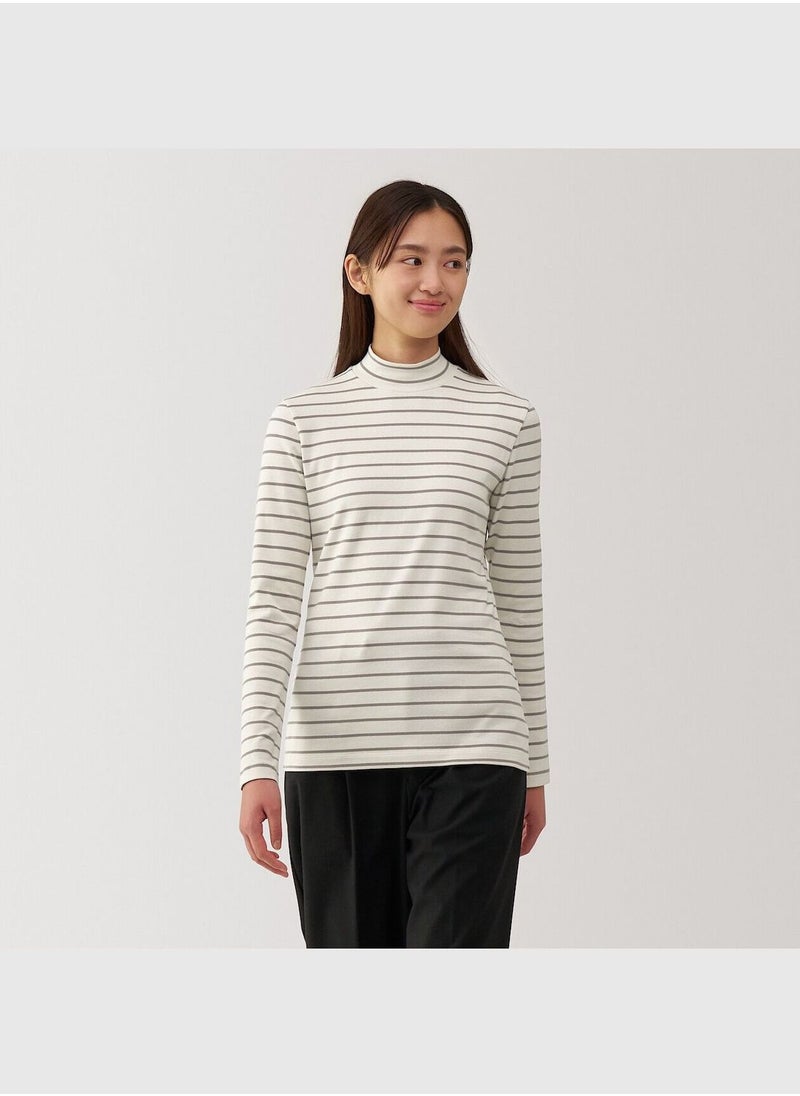 Brushed Ribbed High Neck Long Sleeve T-Shirt