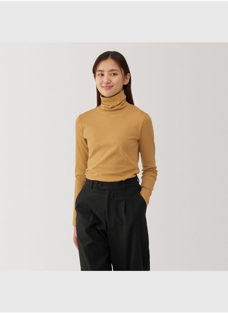 Brushed Ribbed Turtle Neck Long Sleeve T-Shirt